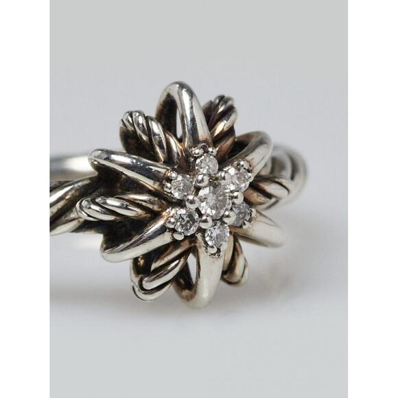 David Yurman Sterling Silver Starburst Diamond ring 5 ¾ US - Picture 3 of 4